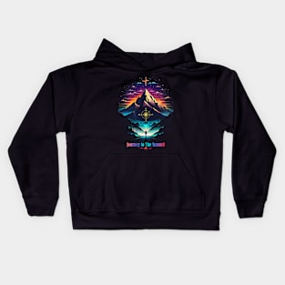 Journey to The Summit- Mountain Adventure - Starry Night and Guiding Compass Kids Hoodie